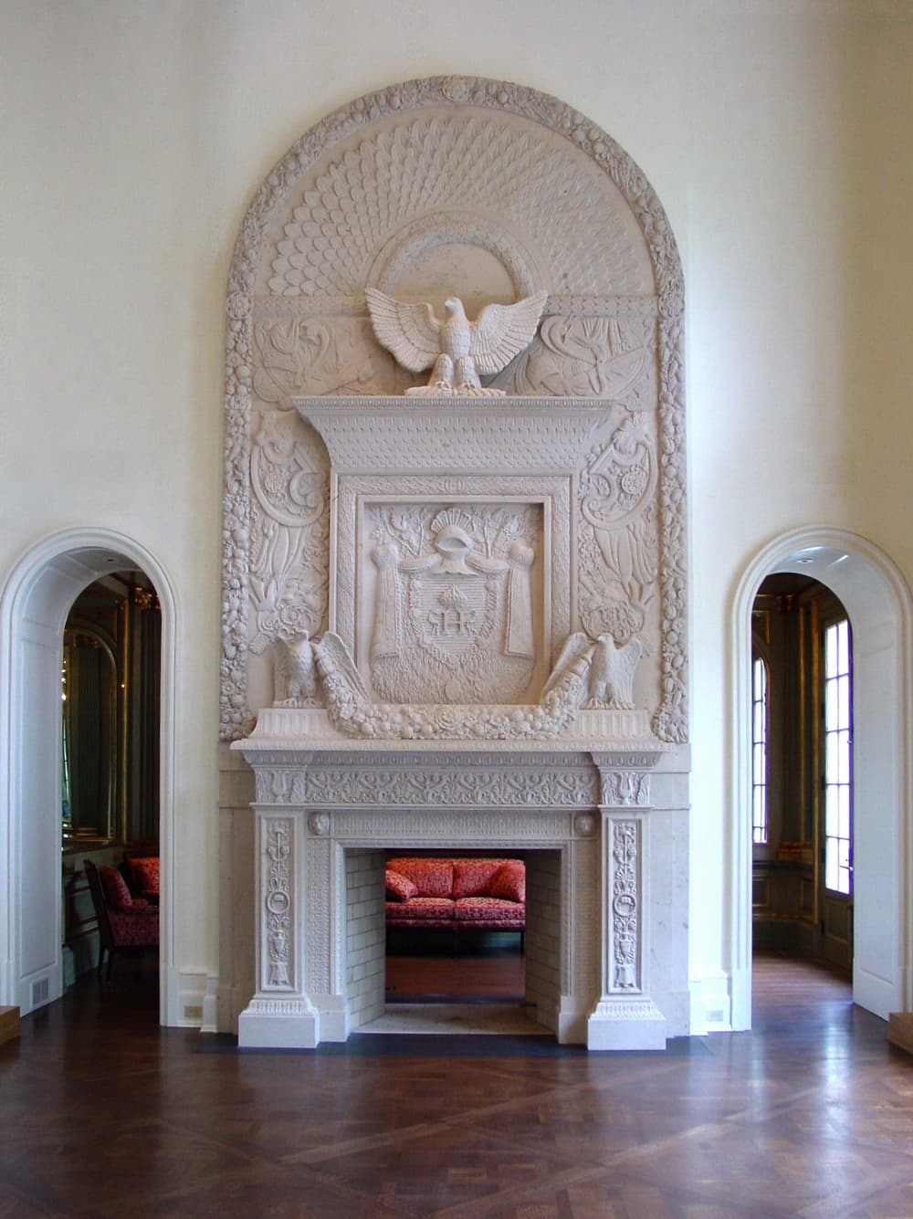 carved marble overmantel fireplace