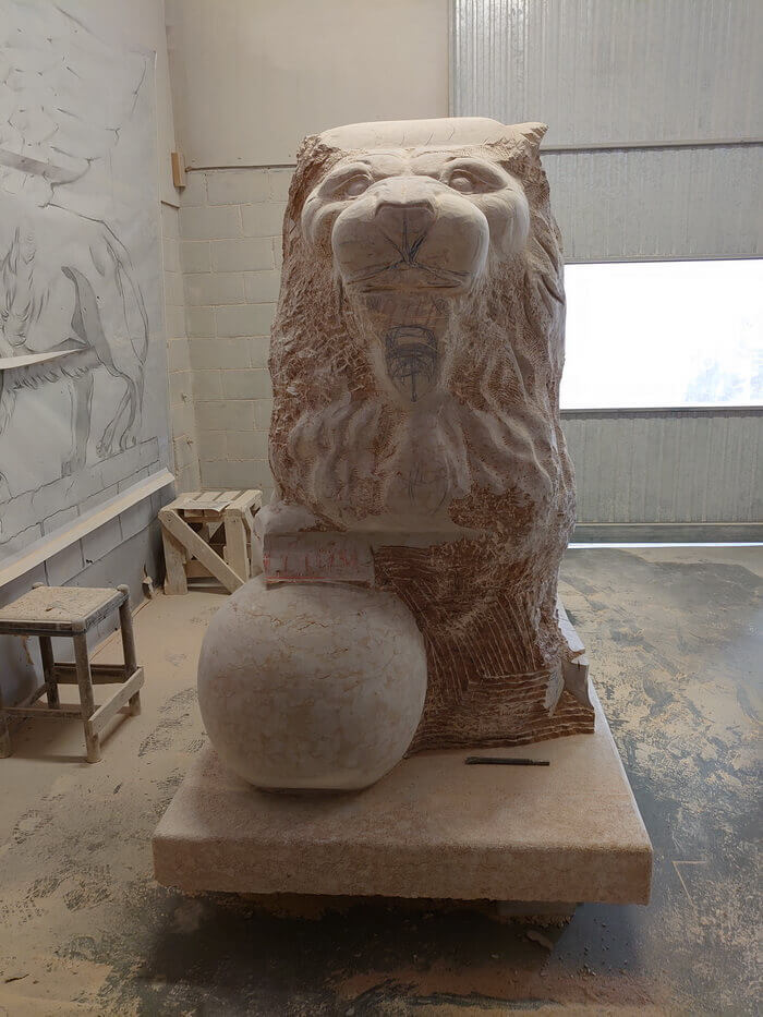 Front view of the lion - work in progress